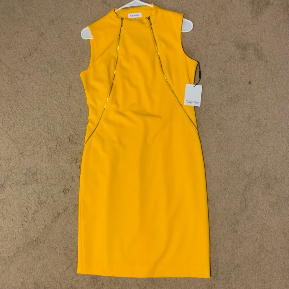 Calvin Klein Double Zip Sleeveless Sheath Dress, size 6, New